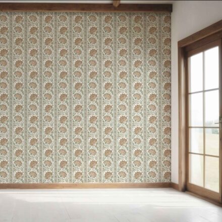 'Cavalry' Vintage Floral Striped/ Botanical Wallpaper (Brown/ Green) - Image 7