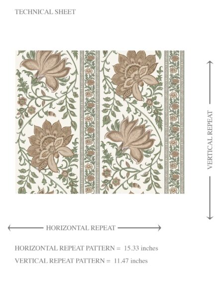 'Cavalry' Vintage Floral Striped/ Botanical Wallpaper (Brown/ Green) - Image 8