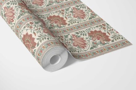 'Florista' Vintage Floral Striped/ Botanical Wallpaper (Red/ Green) - Image 3