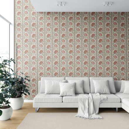 'Florista' Vintage Floral Striped/ Botanical Wallpaper (Red/ Green) - Image 6