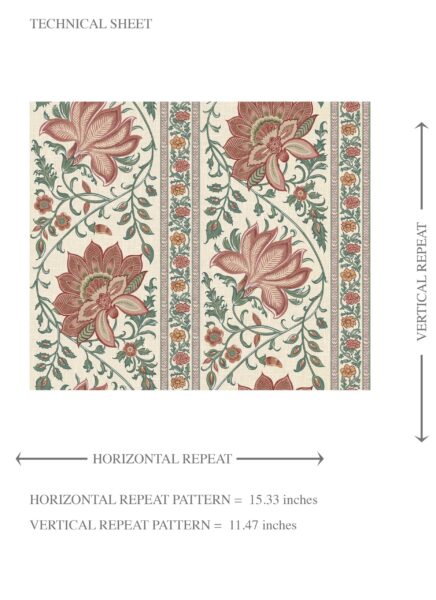 'Florista' Vintage Floral Striped/ Botanical Wallpaper (Red/ Green) - Image 8