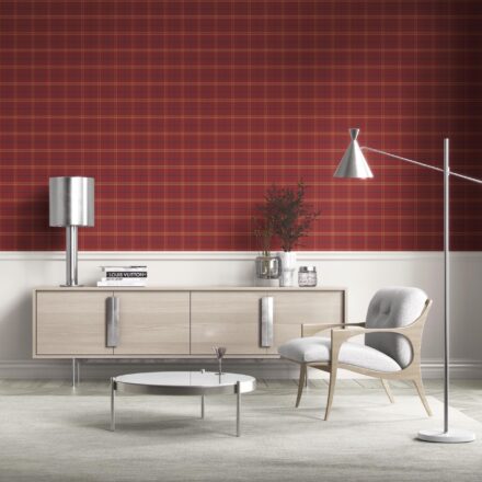 'Harlequin' Geometric Plaid Checkered Wallpaper (Red/ Yellow/ Blue) - Image 2