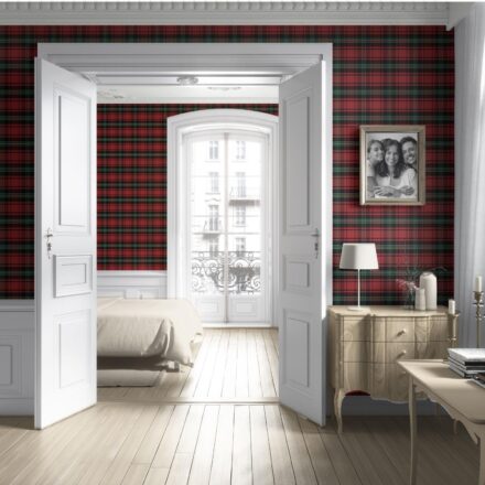 'Ripslinger' Geometric Plaid Checkered Wallpaper (Red/ Black/ Yellow/ Aqua) - Image 4
