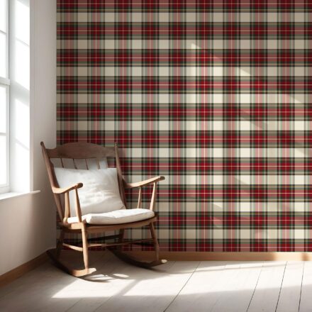 'Peregrine' Geometric Plaid Checkered Wallpaper (Red/ Cream/ Green/ Yellow) - Image 5