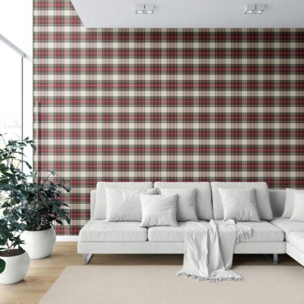 'Peregrine' Geometric Plaid Checkered Wallpaper (Red/ Cream/ Green/ Yellow) - Image 6