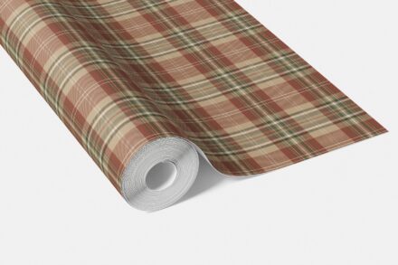'Alain' Geometric Plaid Checkered Wallpaper (Red/ Brown/ Beige/ Green) - Image 3