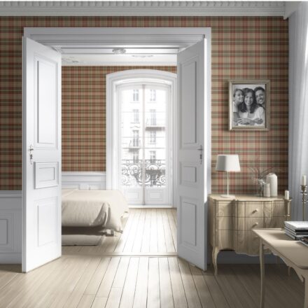 'Alain' Geometric Plaid Checkered Wallpaper (Red/ Brown/ Beige/ Green) - Image 4
