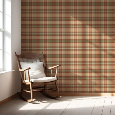 'Alain' Geometric Plaid Checkered Wallpaper (Red/ Brown/ Beige/ Green) - Image 5