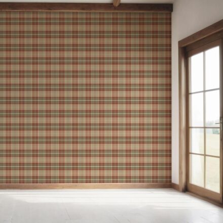 'Alain' Geometric Plaid Checkered Wallpaper (Red/ Brown/ Beige/ Green) - Image 7
