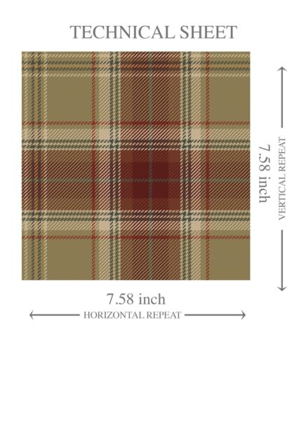 'Parisian' Geometric Plaid Checkered Wallpaper (Olive Green/ Brown/ Red) - Image 8