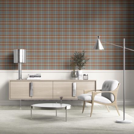 'Leif' Geometric Plaid Checkered Wallpaper (Blue/ Brown/ Red) - Image 2