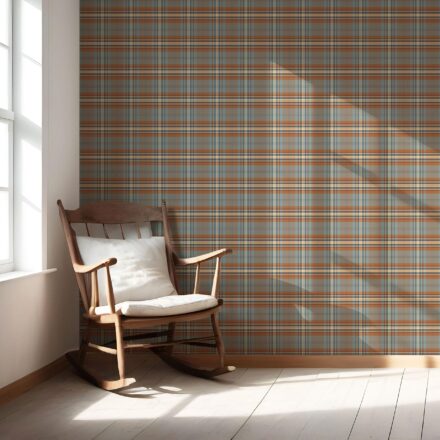 'Leif' Geometric Plaid Checkered Wallpaper (Blue/ Brown/ Red) - Image 5