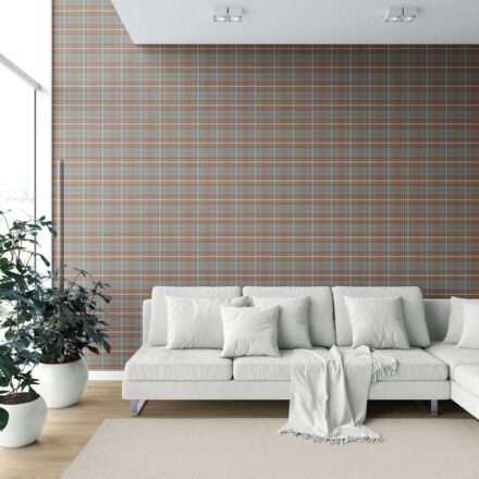 'Leif' Geometric Plaid Checkered Wallpaper (Blue/ Brown/ Red) - Image 6