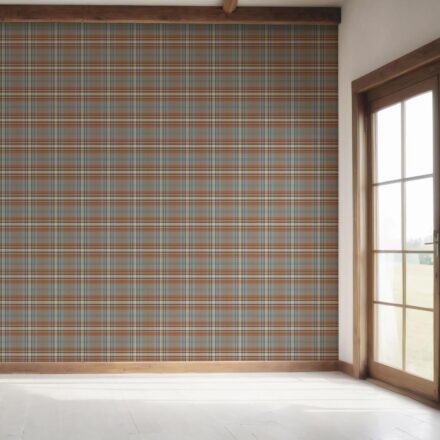 'Leif' Geometric Plaid Checkered Wallpaper (Blue/ Brown/ Red) - Image 7