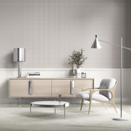'Avalon' Plain/ Textured Check Wallpaper (Gray/ Greige/ Soft Taupe) - Image 2