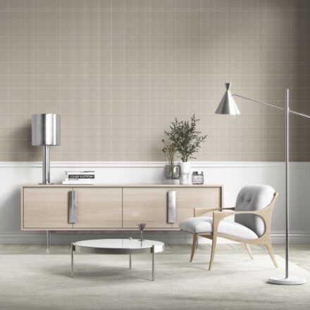 'Pomelo' Neutral Plain/ Textured Check Wallpaper (Soft Taupe/ Gray) - Image 2