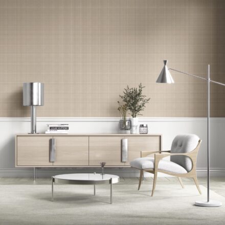 'Larkin' Neutral Plain/ Textured Check Wallpaper (Beige/ Brown) - Image 2