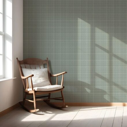 'Barley Ridge' Plain/ Textured Check Wallpaper (Sage Green) - Image 5