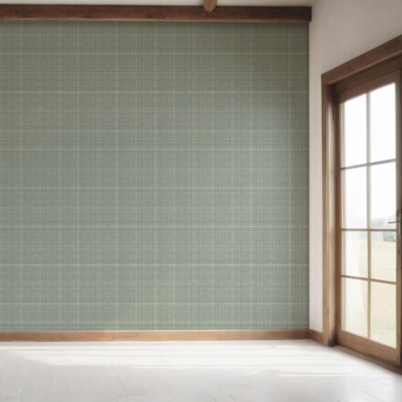 'Barley Ridge' Plain/ Textured Check Wallpaper (Sage Green) - Image 7