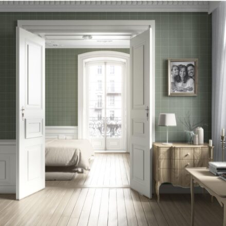 'Forest Garden' Plain/ Textured Check Wallpaper (Gray-Green) - Image 4