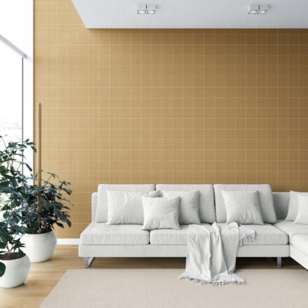'Kiwi Boost' Plain/ Textured Check Wallpaper (Honey Yellow) - Image 6