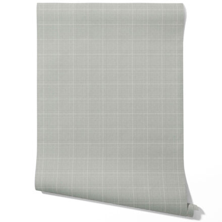 'Chapel' Neutral Plain/ Textured Check Wallpaper (Sage Gray) - Image 3
