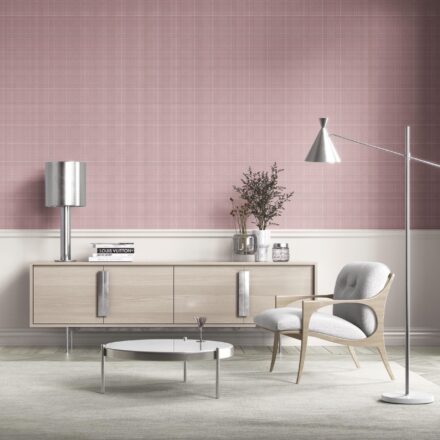 'Pichwai' Plain/ Textured Check Wallpaper (Pink) - Image 2