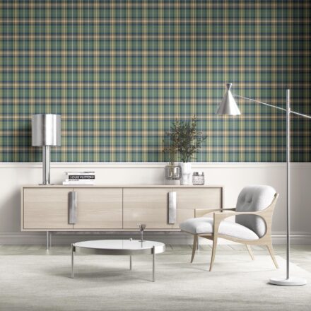 'Alohomora' Geometric Plaid Checkered Wallpaper (Green/ Blue/ Beige/ Brown) - Image 2