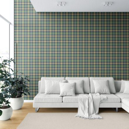 'Alohomora' Geometric Plaid Checkered Wallpaper (Green/ Blue/ Beige/ Brown) - Image 6