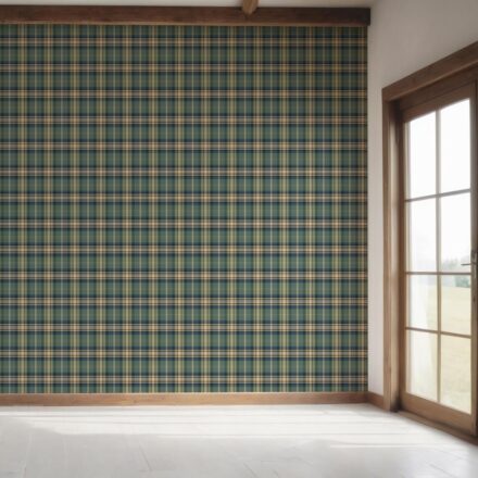 'Alohomora' Geometric Plaid Checkered Wallpaper (Green/ Blue/ Beige/ Brown) - Image 7