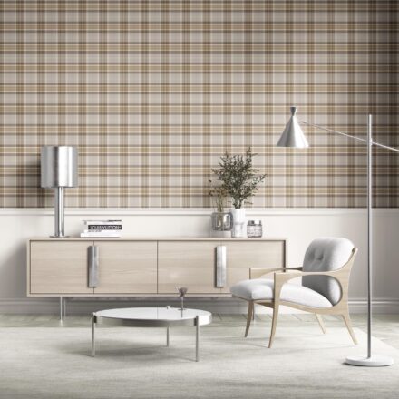 'Nilaya' Neutral Geometric Plaid Checkered Wallpaper (Beige/ Greige/ Taupe) - Image 2