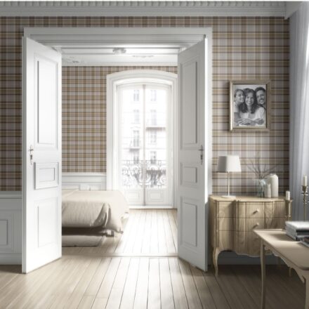 'Nilaya' Neutral Geometric Plaid Checkered Wallpaper (Beige/ Greige/ Taupe) - Image 4