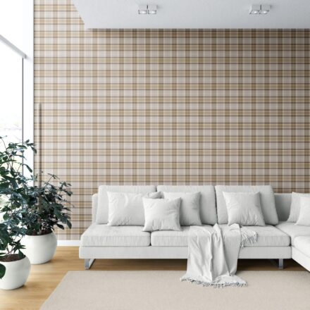'Nilaya' Neutral Geometric Plaid Checkered Wallpaper (Beige/ Greige/ Taupe) - Image 6