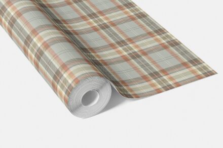 'Grapevine' Geometric Plaid Checkered Wallpaper (Orange/ Sage Gray/ Brown/ Cream) - Image 3