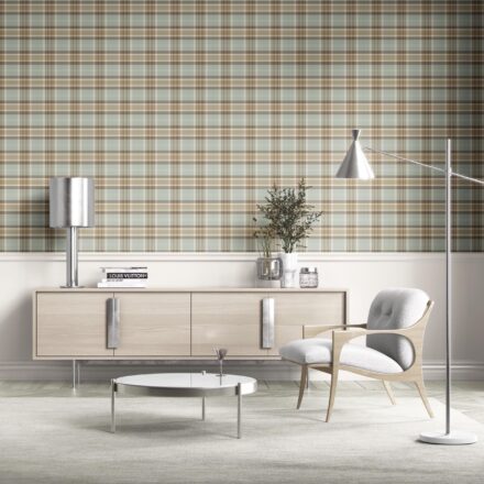 'Zebaish' Geometric Plaid Checkered Wallpaper (Gray-Green/ Brown/ Beige/ Cream) - Image 2