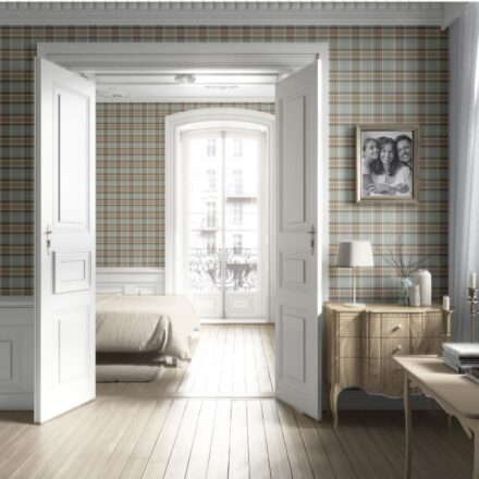'Zebaish' Geometric Plaid Checkered Wallpaper (Gray-Green/ Brown/ Beige/ Cream) - Image 4