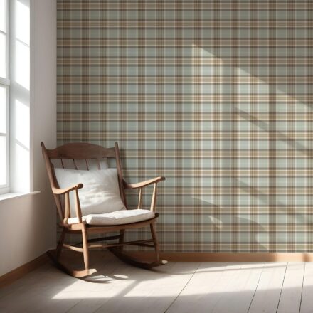 'Zebaish' Geometric Plaid Checkered Wallpaper (Gray-Green/ Brown/ Beige/ Cream) - Image 5