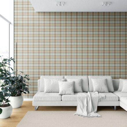 'Zebaish' Geometric Plaid Checkered Wallpaper (Gray-Green/ Brown/ Beige/ Cream) - Image 6
