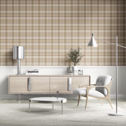 'Bastille' Neutral Geometric Plaid Checkered Wallpaper (Warm Taupe/ Beige/ Brown/ Cream) - Image 2
