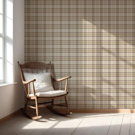 'Bastille' Neutral Geometric Plaid Checkered Wallpaper (Warm Taupe/ Beige/ Brown/ Cream) - Image 5