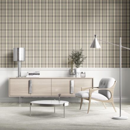 'Tropical Dream' Neutral Geometric Plaid Checkered Wallpaper (Gray/ Taupe/ Greige/ Brown) - Image 2