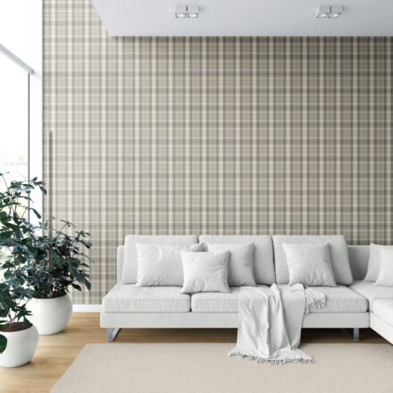 'Tropical Dream' Neutral Geometric Plaid Checkered Wallpaper (Gray/ Taupe/ Greige/ Brown) - Image 6
