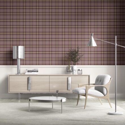 'Ottavia' Geometric Plaid Checkered Wallpaper (Purple/ Mauve/ Pink/ Cream) - Image 2
