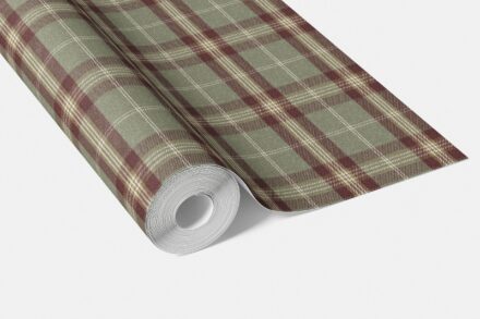 'Melyna' Geometric Plaid Checkered Wallpaper (Olive Green/ Red/ Beige) - Image 3