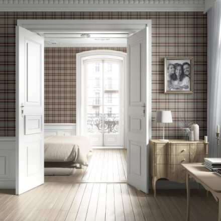 'Fitzroy Dusk' Geometric Plaid Checkered Wallpaper (Brown/ Maroon/ Beige) - Image 4