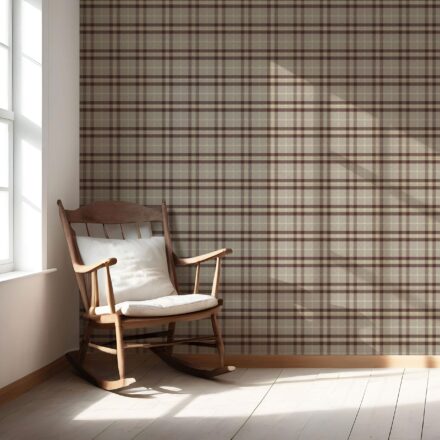 'Fitzroy Dusk' Geometric Plaid Checkered Wallpaper (Brown/ Maroon/ Beige) - Image 5