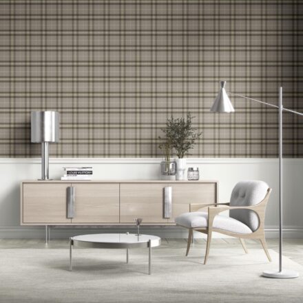 'Wind Sand' Geometric Plaid Checkered Wallpaper (Gray/ Cedar Brown) - Image 2
