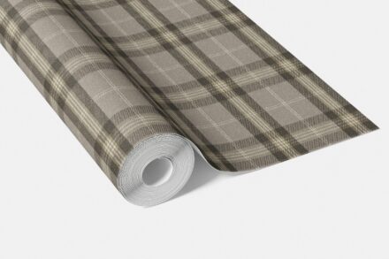 'Wind Sand' Geometric Plaid Checkered Wallpaper (Gray/ Cedar Brown) - Image 3
