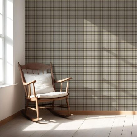 'Wind Sand' Geometric Plaid Checkered Wallpaper (Gray/ Cedar Brown) - Image 5