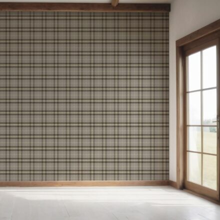 'Wind Sand' Geometric Plaid Checkered Wallpaper (Gray/ Cedar Brown) - Image 7
